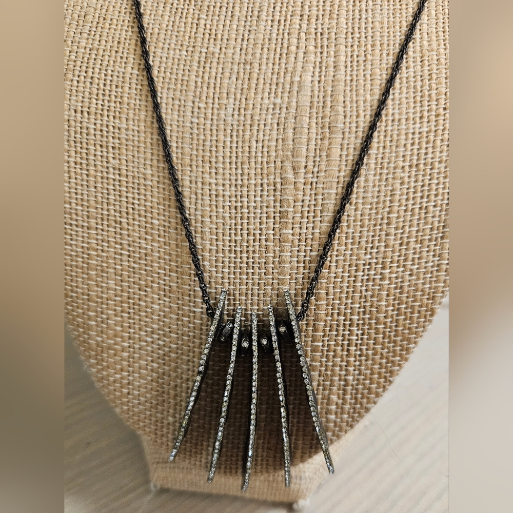REBEL DESIGNS BRASS DIAMOND CRYSTALS 5 SPIKE NECKLACE